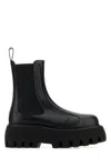Alexander Mcqueen Black Glossy Leather Ankle Boots With Tank Sole