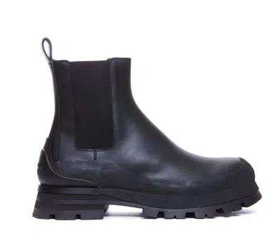 Alexander Mcqueen Leather Chelsea Ankle Boots In Black
