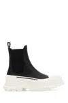 Alexander Mcqueen Black Nappa Leather Tread Slick Ankle Boots In Black