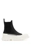 Alexander Mcqueen Black Nappa Leather Tread Slick Ankle Boots In Black