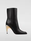 Alexander Mcqueen Leather Ankle Boots Metallic Heel Accent In Schwarz