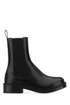 Alexander Mcqueen Ankle Boots Leather Round Toe In Black