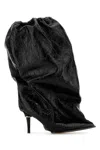 Alexander Mcqueen Elegant Black Leather Ankle Boots With 10.5 Cm Heel In Black