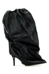 Alexander Mcqueen Elegant Black Leather Ankle Boots With 10.5 Cm Heel In Black