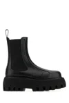Alexander Mcqueen Black Glossy Leather Ankle Boots With Tank Sole In Black