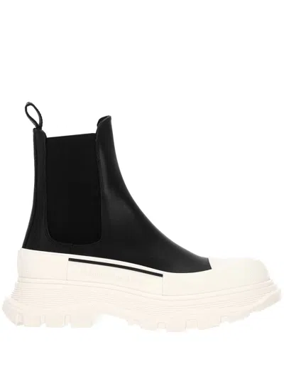 Alexander Mcqueen Chunky Outsole Cap Toe Chelsea Boots In Black