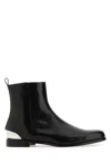 Alexander Mcqueen Leather Ankle Boots In Black