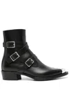 Alexander Mcqueen Punk Triple Strap Ankle Boots In Black