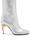 Alexander Mcqueen Armadillo 95 Metallic Leather Ankle Boots In Silver