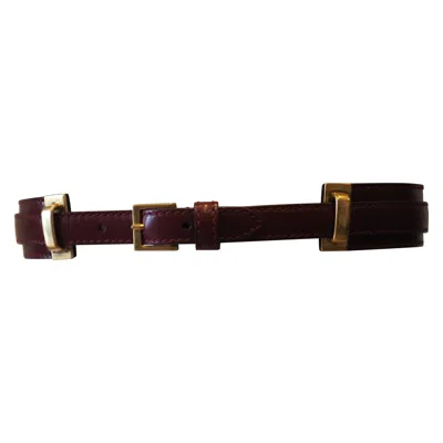 Pre-owned Alexander Mcqueen Bordeaux Leather Gold Hardware Belt In Black