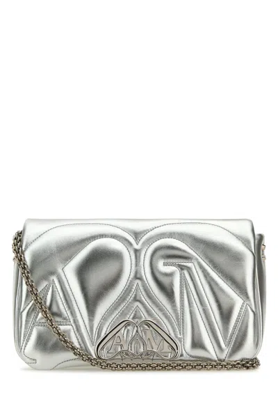 ALEXANDER MCQUEEN ALEXANDER MCQUEEN SILVER LEATHER SMALL SEAL SHOULDER BAG