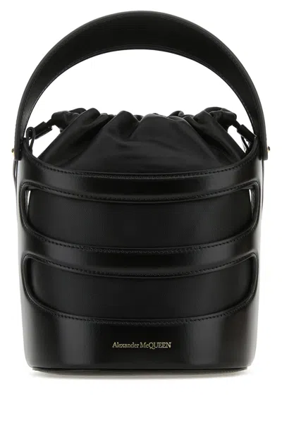 ALEXANDER MCQUEEN ALEXANDER MCQUEEN BLACK LEATHER THE RISE BUCKET BAG