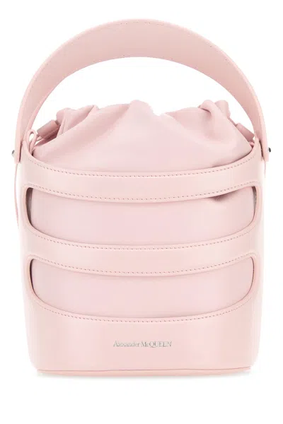 ALEXANDER MCQUEEN ALEXANDER MCQUEEN PASTEL PINK LEATHER THE RISE BUCKET BAG