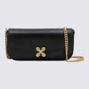 Alexander Mcqueen Skull Flower Black Crossbody Bag With Chain-link Shoulder Strap And Logo Plaque On The Front In Leat