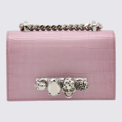 ALEXANDER MCQUEEN ALEXANDER MCQUEEN PINK LEATHER JEWELLED SATCHEL MINI SHOULDER BAG