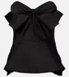 Alexander Mcqueen Silk Blend Strapless Bustier With Bow Detail In Black