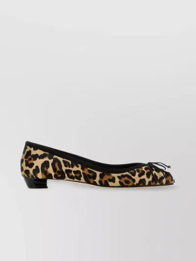 ALEXANDER MCQUEEN BOW DETAIL LEOPARD PRINT BALLERINAS