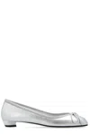 Alexander Mcqueen Armadillo Leather Ballerina Shoes In Silver