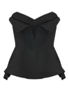 Alexander Mcqueen Silk Blend Strapless Bustier With Bow Detail In Black