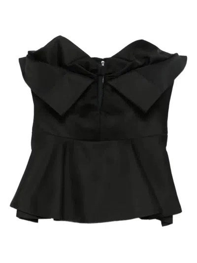 ALEXANDER MCQUEEN BOW-DETAILED PEPLUM TOP - WOMEN'S - SILK/POLYESTER/POLYAMIDE