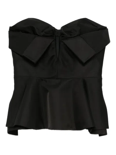 Alexander Mcqueen Bow-detailed Peplum Top In Black