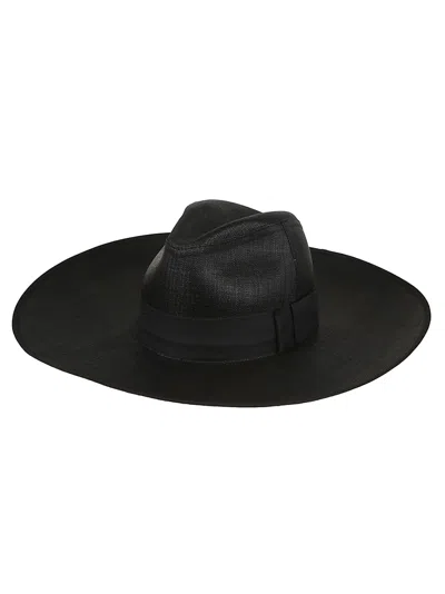 Alexander Mcqueen Bow-detailed Wide Brim Trilby In Black