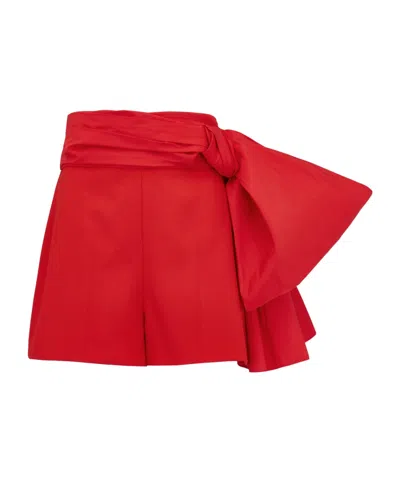 Alexander Mcqueen Bow Knot Wool Shorts In Red