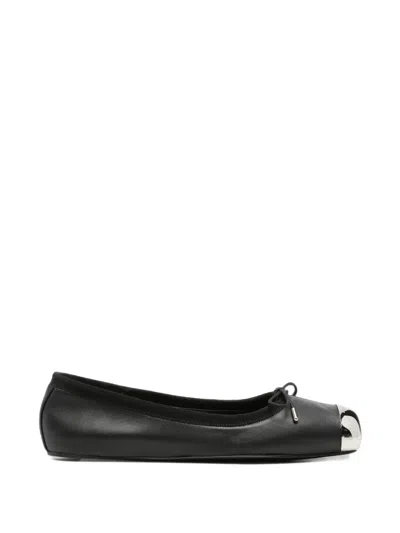 Pre-owned Alexander Mcqueen Bow-detail Ballet Flats In Black
