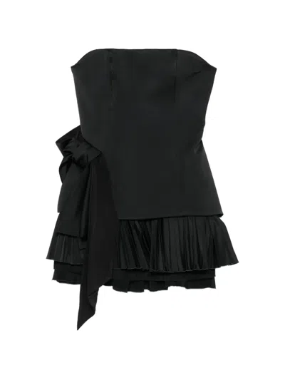 Alexander Mcqueen Bow-detail Pleated Dress In Black