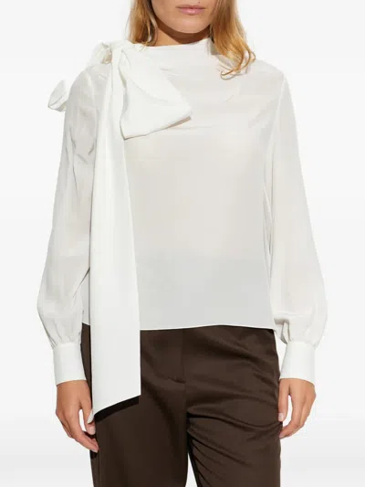 Alexander Mcqueen Bow-detail Silk Shirt In White