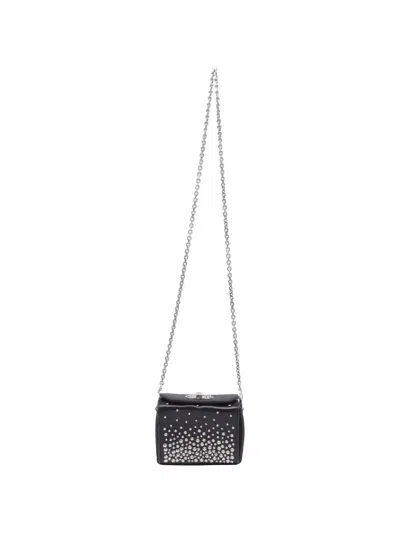 Pre-owned Alexander Mcqueen Box 16 Crystal-embellished Leather Crossbody Bag In Black
