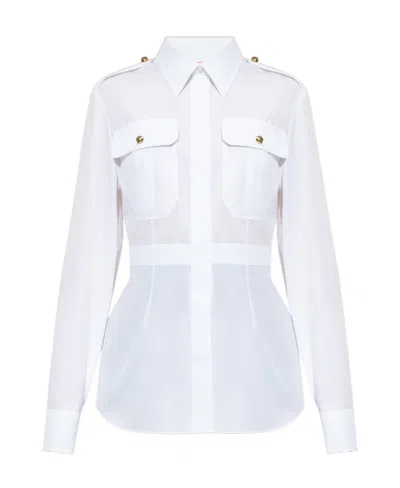 Alexander Mcqueen Box-pleat Cotton Shirt In White
