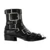 Alexander Mcqueen Boxcar Boots In Black/silver Leather In Black