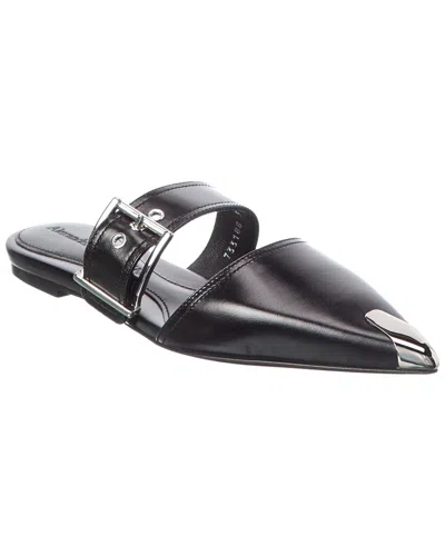 Alexander Mcqueen Boxcar Leather Flat In Black