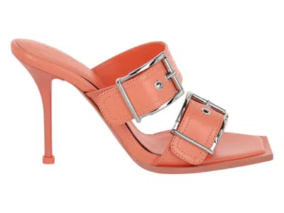 Pre-owned Alexander Mcqueen Boxcar Leather Heel Sandals (women's) Sneakers In Apricot