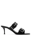 Alexander Mcqueen 75 Leather Buckle Sandals In Black