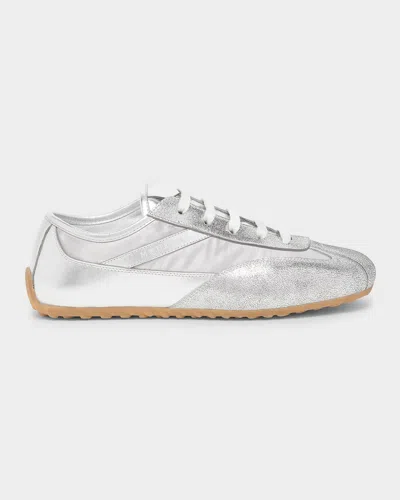 Alexander Mcqueen Boxe Low-top Leather Sneakers In Silver