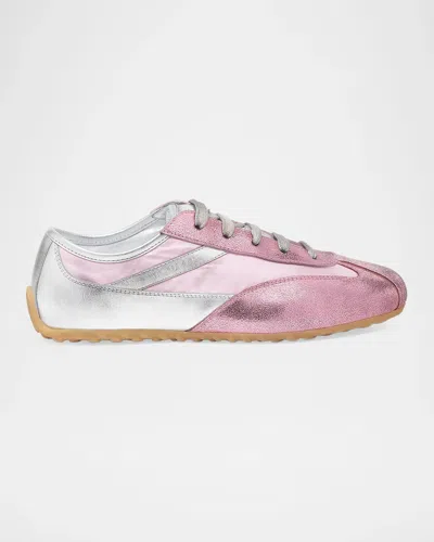 Alexander Mcqueen Boxe Metallic Low-top Sneakers In Mauve