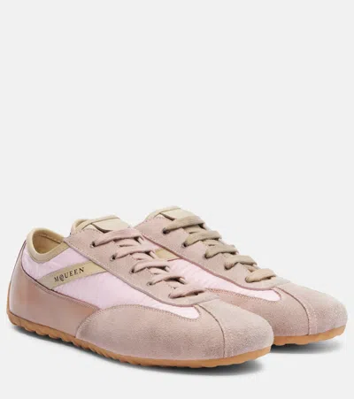 Alexander Mcqueen Boxe Lace Up Sneakers Nylon Leather In Pink