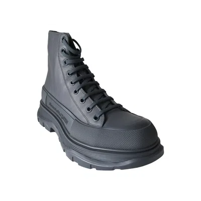 Alexander Mcqueen Boxer Dog Calf Boots Anthracite Dark Grey In Gray