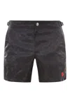 Alexander Mcqueen Skull Printed Swim Shorts In Negro