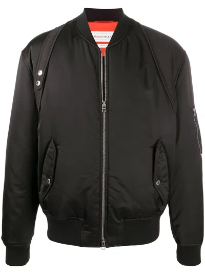 Alexander Mcqueen Boxy Bomber Jacket In Black