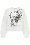 Alexander Mcqueen Boxy Cherry Blossom Skull Sweat In White