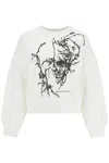 Alexander Mcqueen Boxy Cherry Blossom Skull Sweat In White