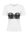 Alexander Mcqueen Bustier-print Crewneck T-shirt In Black