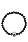 Alexander Mcqueen Skull Beaded Elastic Bracelet In 1010