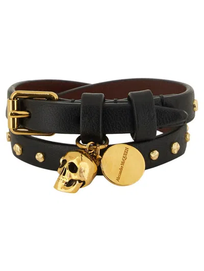 Alexander Mcqueen Bracciale A Doppio Giro In Black