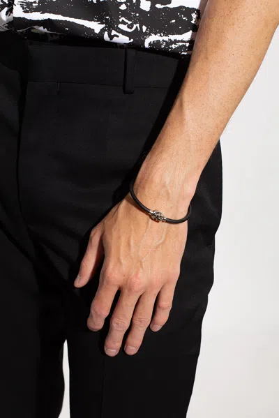 Alexander Mcqueen Bracelet With Signature Skull In Black