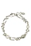 Alexander Mcqueen Silver Skull And Pearl Bracelet