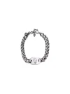 Alexander Mcqueen Men Skull Bracelet In Metallic